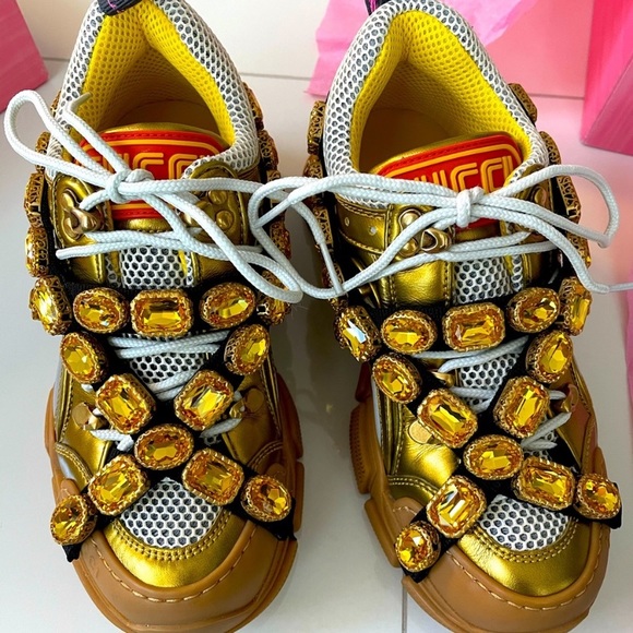 Rare๐ฅGucci FLASHTREK Crystal Embellished Sneakers - Picture 8 of 16